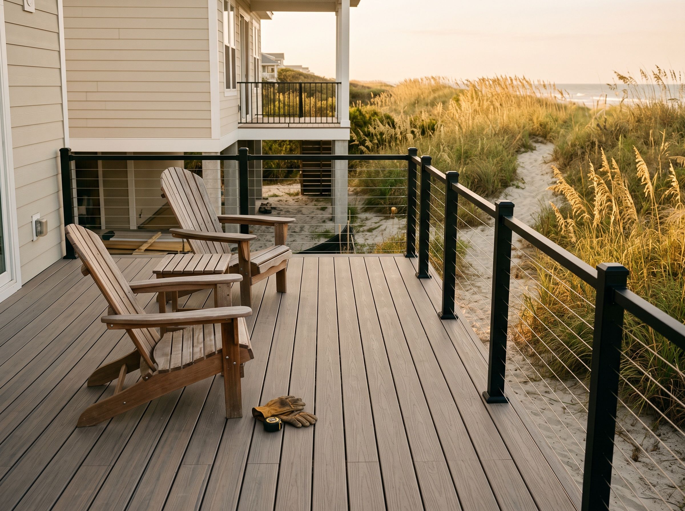 Oceanview Deck & Porch. Composite deck in Surfside Beach.