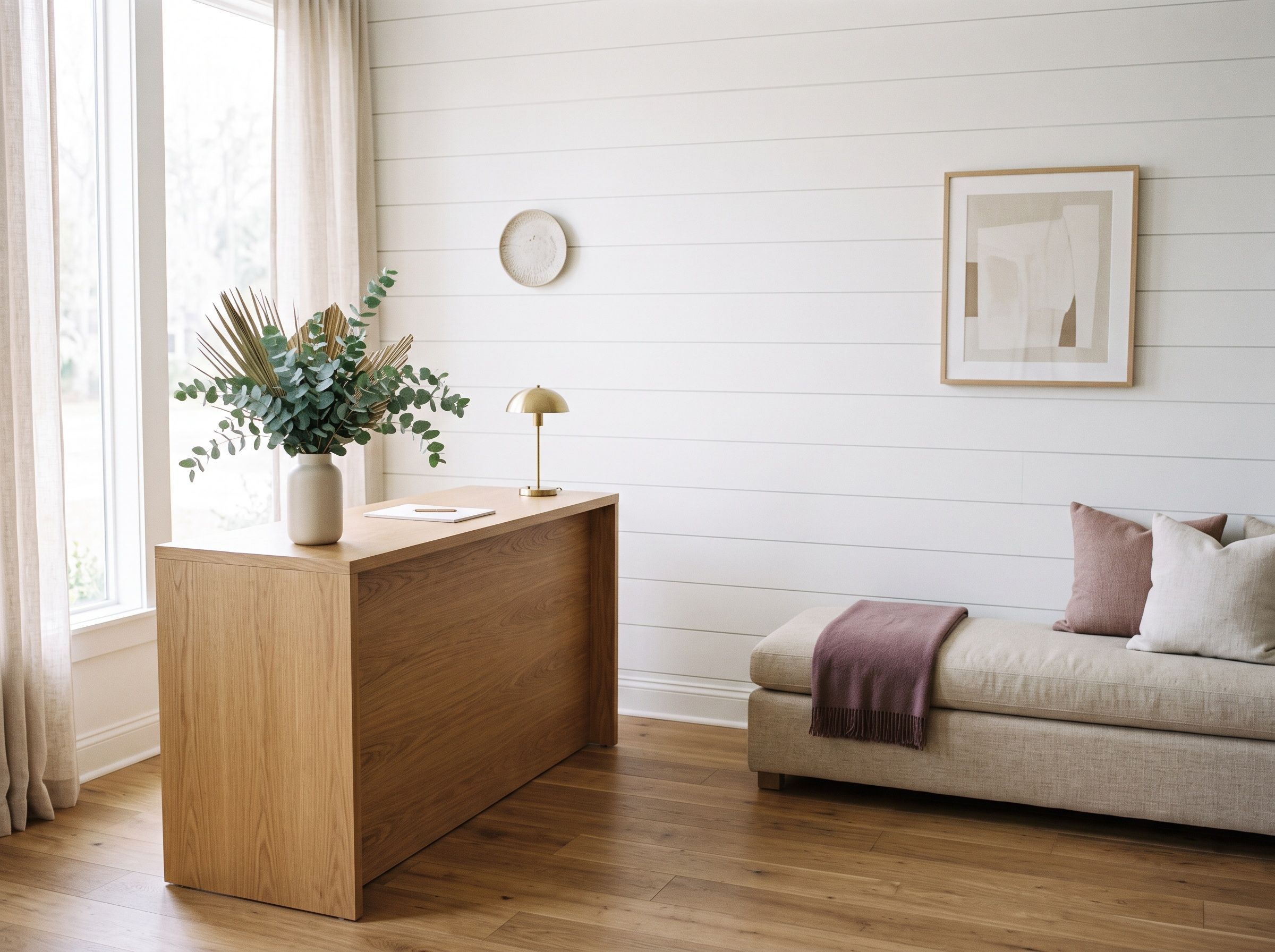 The salon reception and waiting area.