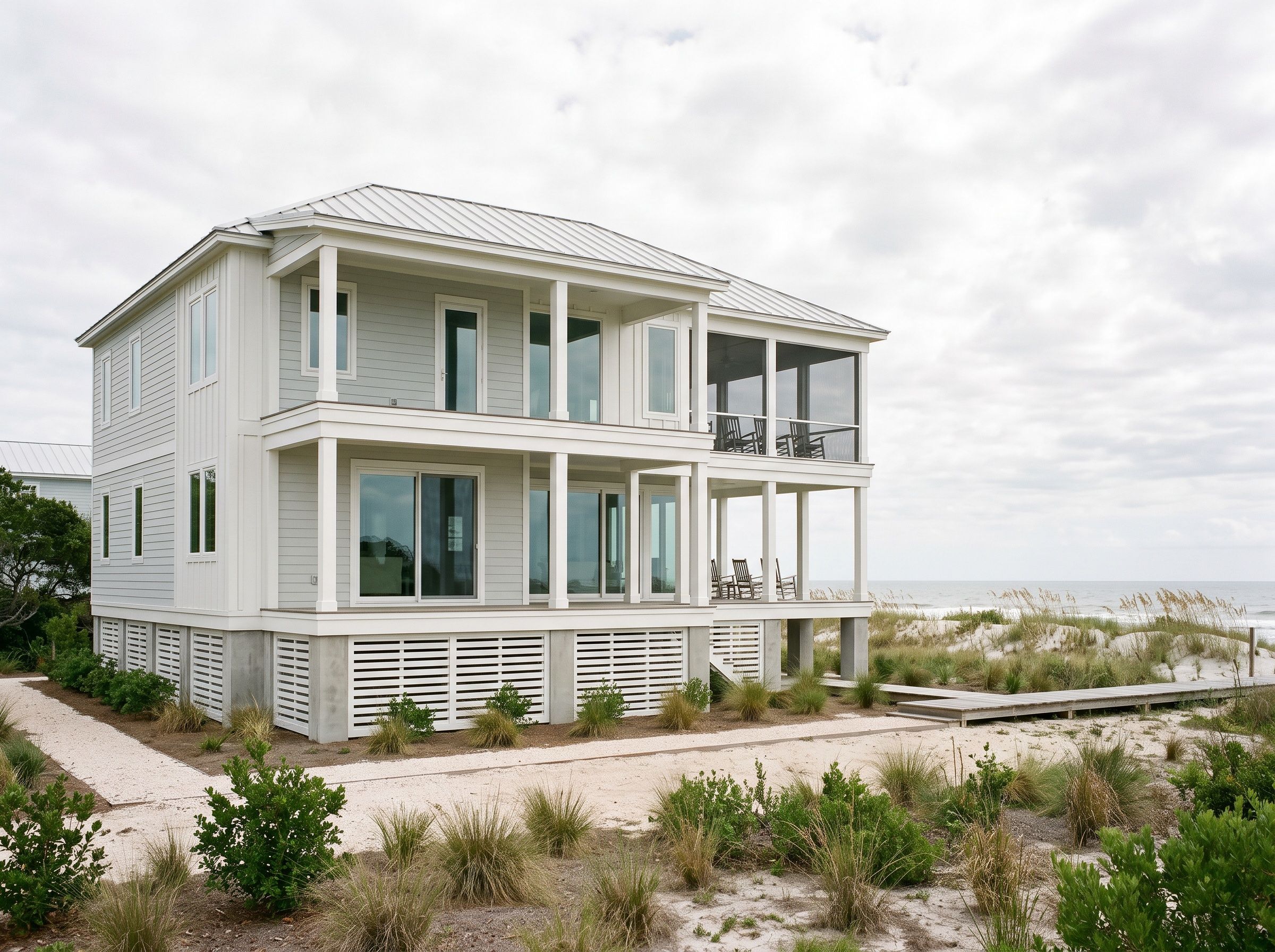 The Dunes House. Light-filled modern coastal build steps from the beach.